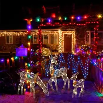 Светодиодный олень Yousheng, рождественское украшение, железная рама, оленьи украшения, внутренние и наружные статуи оленей для декора сада, газона, двора A