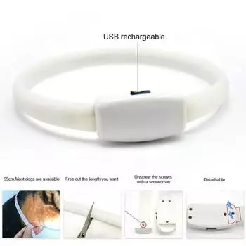 Светодиодный ошейник для домашних животных, прочное светящееся ожерелье с мигающими огнями, защитное светящееся ожерелье для щенков, USB-ошейники для собак XS