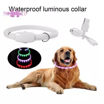 Светодиодный ошейник для домашних животных, регулируемый размер, несколько режимов мигания, водонепроницаемый, светящийся, перезаряжаемый - легкий ошейник для собак белый