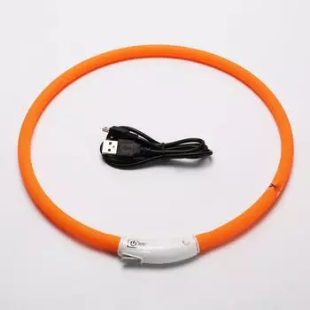 Светодиодный ошейник для собак, перезаряжаемый силиконовый ошейник для домашних животных JPF-008U S оранжевый