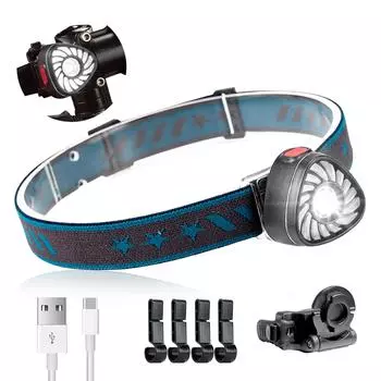 Светодиодный перезаряжаемый налобный фонарь 1 унция, легкий налобный фонарь с красным светом и 7 режимами, задний фонарь для велосипеда с кронштейном для велосипеда и 4 крючками, водонепроницаемый налобный фонарь Triangle