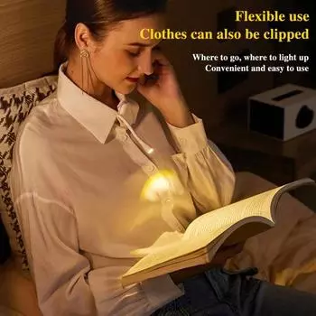 Светодиодный перезаряжаемый светильник для чтения, вращающийся на 360 градусов, мини-лампа для чтения с зажимом, портативный ночник 3W белый
