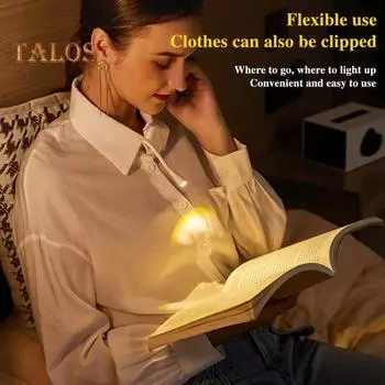 Светодиодный перезаряжаемый светильник для чтения, вращающийся на 360 градусов, мини-лампа для чтения с зажимом, портативный ночник для чтения в постели, путешествий в машине 3W белый