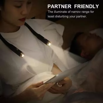 Светодиодный перезаряжаемый светильник на шею с 3 режимами, портативная лампа для чтения, фонарик, ночник для чтения, светильник на шею чёрный