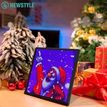 Светодиодный пиксельный дисплей 64x64 RGB Программируемый пиксельный дисплей с приложением для управления креативными анимациями Цифровые часы для декора стола USB Plug