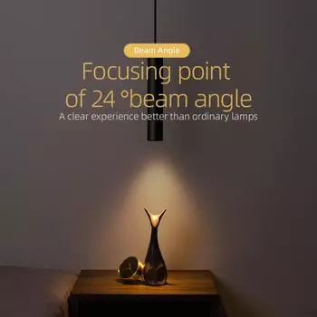 Светодиодный подвесной светильник Aisilan 5 Вт CRI 97, черный, провод 1,5 м, длинная трубка, двойной антибликовый подвесной точечный светильник для прикроватной тумбочки в гостиной 5W 110V&3000K