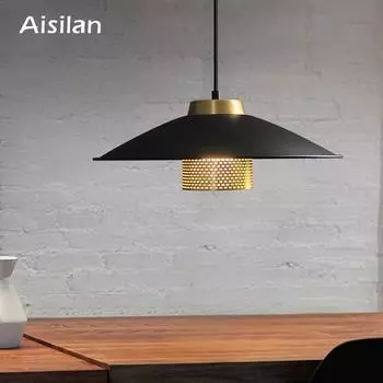 Светодиодный подвесной светильник Aisilan E27 со сменной лампочкой, лампа для столовой, скандинавский художественный металлический минималистский бар, кабинет, кафе, подвесной светильник 7W&Warm White