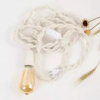 Светодиодный подвесной светильник Boho из пеньковой веревки ручной работы E27, настенный светильник для домашнего декора, промышленный фермерский подвесной светильник с вилкой США/ЕС 1.8M With EU Plug