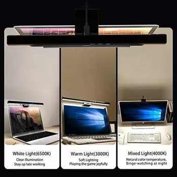 Светодиодный подвесной светильник для экрана ноутбука, перезаряжаемая настольная лампа для компьютера, защита глаз, регулируемая цветовая температура