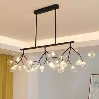 Светодиодный подвесной светильник для гостиной, современный модный дизайнер, люстра в виде ветки светлячка, украшение для столовой, осветительные приборы L100CM&Black body&Cold White&White lampshade