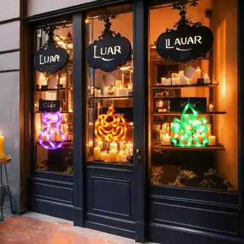 Светодиодный подвесной светильник для окна на Хэллоуин, низкое энергопотребление, питание от батареи, простой в установке, светильник для окна в виде тыквы, жуткий декор D