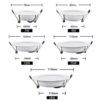 Светодиодный потолочный светильник 18 Вт, 15 Вт, 12 Вт, 9 Вт, 7 Вт переменного тока, 220 В, 230 В, 240 В, ультрапотолочные круглые встраиваемые лампы для дома, спальни, гостиной, магазина, точечный светильник 9w