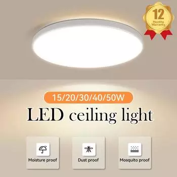 Светодиодный потолочный светильник 220 В, ультратонкие современные потолочные светильники для гостиной, ванной комнаты, спальни, кухни, потолочное освещение для поверхностного монтажа 15W 1PCS