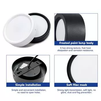 Светодиодный потолочный светильник 9 Вт, 12 Вт, 15 Вт, 18 Вт переменного тока, 220 В-240 В, потолочный светильник для поверхностного монтажа, круглые светодиодные панельные светильники, прожектор, освещение для ванной комнаты и кухни 9W 220V&Cool White