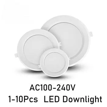Светодиодный потолочный светильник AC110V 220V Потолочный светильник Точечный светодиодный плафон Встраиваемый светильник вниз Круглый 6/10/14/17/20/24W Прожектор Внутреннее освещение 14W&1 PCS