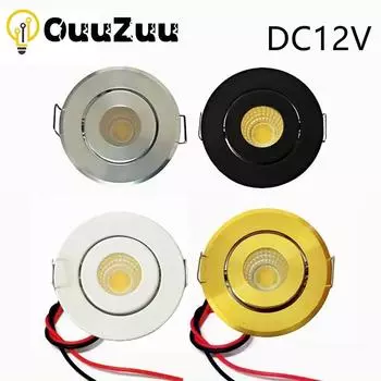 Светодиодный потолочный светильник COB 12 В 3 Вт, светодиодный точечный светильник, регулируемый, безприводный, встроенный, для витрины, шкафа, белый, смелый White Shell белый