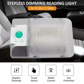 Светодиодный потолочный светильник для автофургона, одинарный, DC 918 В, 6000–6500 К, сенсорное светодиодное освещение с регулировкой яркости прозрачный