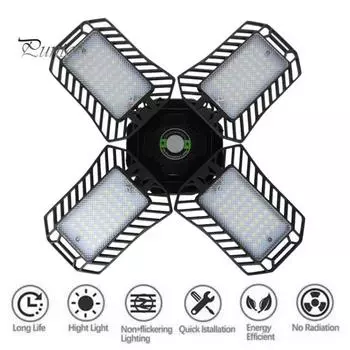 Светодиодный потолочный светильник для гаража, складной, деформируемый, 60 Вт, супер яркий, водонепроницаемый, энергосберегающий, склад, парковка, подвал, лампа A