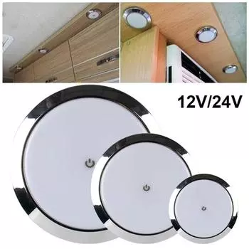 Светодиодный потолочный светильник для поверхностного монтажа 12 В/сенсорный выключатель, плафон для внутреннего освещения кемпера, фургона, аксессуары для морского интерьера A-24
