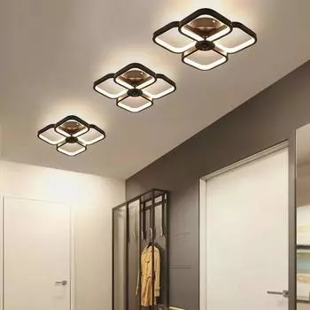 Светодиодный потолочный светильник для прохода Современные лампы квадратной формы для гостиной, украшения для дома, светодиодные светильники для коридора Tricolor чёрный