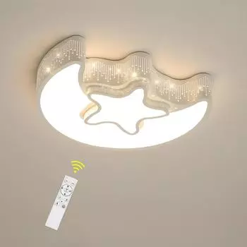 Светодиодный потолочный светильник Moon Star Светодиодная люстра с регулируемой яркостью и цветовой температурой Современный светодиодный потолочный светильник с дистанционным управлением для спальни, детской комнаты