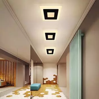 Светодиодный потолочный светильник мощностью 18 Вт для внутреннего использования, современное минималистичное освещение для спальни, гостиной, балкона, декоративное освещение, акриловый потолочный светильник Warm White чёрный