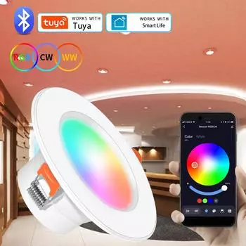 Светодиодный потолочный светильник RGB Tuya с регулируемой яркостью, Bluetooth, умный потолочный светильник, встраиваемые светильники, умное светодиодное освещение для умного дома 2PCS