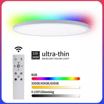 Светодиодный потолочный светильник с двухсторонним освещением и дистанционным управлением, регулируемая подсветка RGB для спальни, кухни, гостиной, вечеринки 85-265 В чёрный