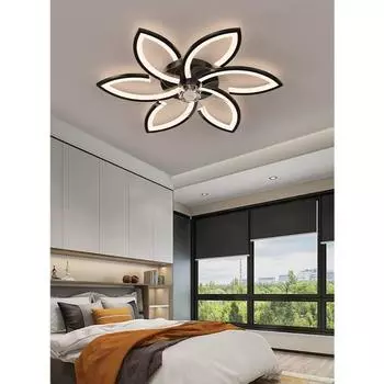 Светодиодный потолочный светильник с освещением Бесшумный потолочный светильник для спальни 70 Вт с дистанционным управлением и регулируемой яркостью лампы через приложение с вентилятором Лампы для кухни и гостиной