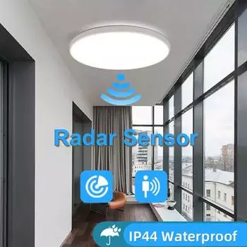 Светодиодный потолочный светильник с радарным датчиком 36 Вт 6000 К, умный потолочный светильник для комнат, коридоров, индукционного освещения гаража, светодиодные светильники с датчиком движения Cold White 6000K