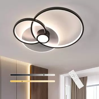 Светодиодный потолочный светильник с регулируемой яркостью, Современный потолочный светильник, Светодиодная лампа для гостиной с дистанционным управлением 3000K-6500K, Геометрический светодиодный потолочный светильник для гостиной