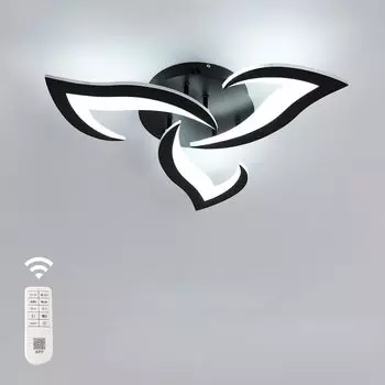Светодиодный потолочный светильник с регулируемой яркостью, современный акриловый потолочный светильник 35 Вт, 3937LM, 3000K-6500K, с дистанционным управлением, для спальни, гостиной, диаметр 58 см, черный