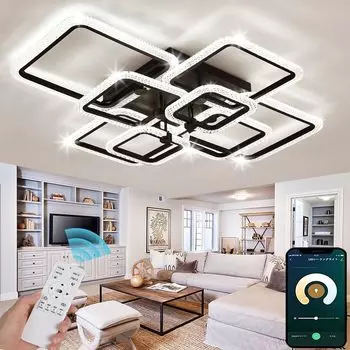 Светодиодный потолочный светильник в скандинавском стиле с бесступенчатым управлением через приложение, дистанционное управление, внутренняя атмосфера, ночная электрическая ночная подсветка, непрямое черное освещение, 6~20 татами,