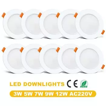 Светодиодный потолочный светильник, встраиваемый потолочный светильник, 3 Вт, 5 Вт, 7 Вт, 9 Вт, 12 Вт, без драйвера, светодиодный прожектор переменного тока, 220 В для внутреннего освещения гостиной, спальни 3w&Warm light