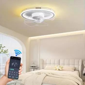 Светодиодный потолочный вентилятор с RGB-светильником, бесступенчатым затемнением, пульт дистанционного управления, внутреннее освещение, спальня, гостиная, домашний декор, потолочный вентилятор со светом Stepless Dimming