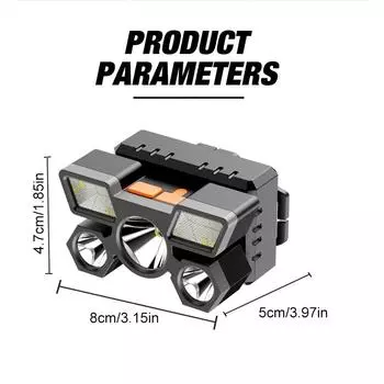 Светодиодный пятиголовый фонарь, мощный свет, супер яркий, перезаряжаемый, рыболовный фонарь с большим радиусом действия, налобный фонарь для шахты чёрный