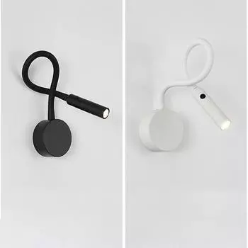 Светодиодный прикроватный настенный светильник, вращающийся, гибкий, прожектор, гостиная, кабинет, лампа для чтения, настенный светильник, бра, ночник 220 В Warm White 3000K чёрный