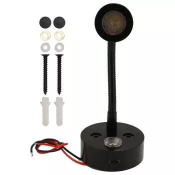 Светодиодный прикроватный светильник для автофургона USB Type C 3 Цветовая температура Регулируемый сенсорный выключатель Хорошее рассеивание тепла чёрный