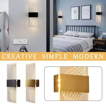 Светодиодный прикроватный светильник для спальни, креативный акриловый настенный светильник для гостевой комнаты, кабинета, гостиной One Size чёрный