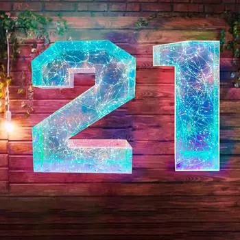 Светодиодный призматический переливающийся цифровой знак, красочные светящиеся цифровые буквы для домашнего офиса, общежития, дня рождения, рождественской вечеринки, украшения 40cm 5