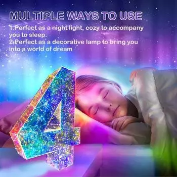 Светодиодный призматический переливающийся цифровой знак с разноцветными светящимися цифровыми буквами