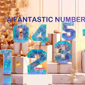 Светодиодный призматический переливающийся цифровой знак с разноцветными светящимися цифровыми буквами