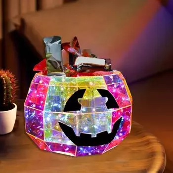 Светодиодный призматический светильник для тыквы на Хэллоуин, многоцветный призматический светильник для украшения тыквы в помещении