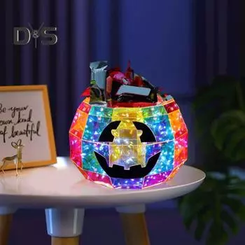 Светодиодный призматический светильник в виде тыквы, украшение на Хэллоуин, разноцветный призматический светильник в виде тыквы, настольный светильник для помещений, переливающийся ночник, подарок для детей