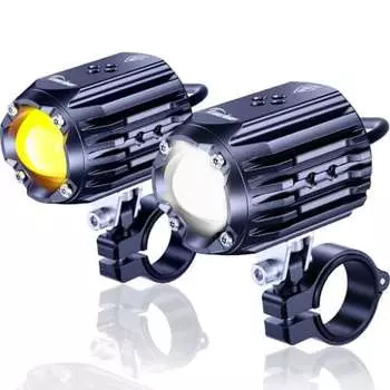 Светодиодный проектор Kaedear для мотоцикла, противотуманная фара, вспомогательный свет общего назначения, 30 Вт x 2, белый 6000 К / желтый 3000 К, кельвин 12 В, водонепроницаемый, управление IP67