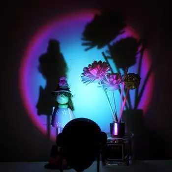 Светодиодный проектор Rainbow Sunset USB Настольная лампа Ночной светильник Sun Projection Спальня Бар Кофейня Настенное украшение Атмосфера Свет