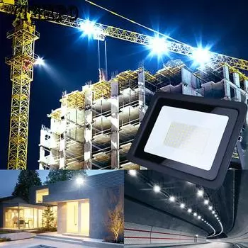 Светодиодный прожектор 100 Вт 50 Вт 220 В Открытый IP68 Водонепроницаемый отражатель Прожектор Уличный светильник Настенный светильник Освещение сада 50W чёрный