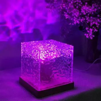 Светодиодный прожектор пламениКреативная прикроватная лампа с атмосферой пламени Вращающаяся настольная лампа с водяным узором Декоративный ночник для спальни