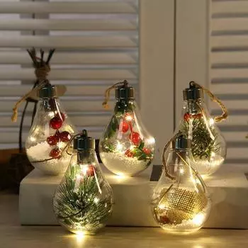 Светодиодный прозрачный елочный шар. Рождественские украшения. Украшение для рождественской елки Подвеска Пластиковый Шар Лампочка A