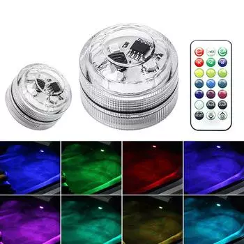 Светодиодный пульт дистанционного управления для салона автомобиля, подсветка атмосферы, окружающее настроение, подсветка для ног, декоративная лампа, автомобильные аксессуары 1pc light + Remote Control